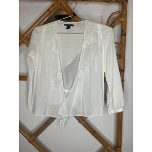 Vintage Gap Cream Shrug with Embroidery